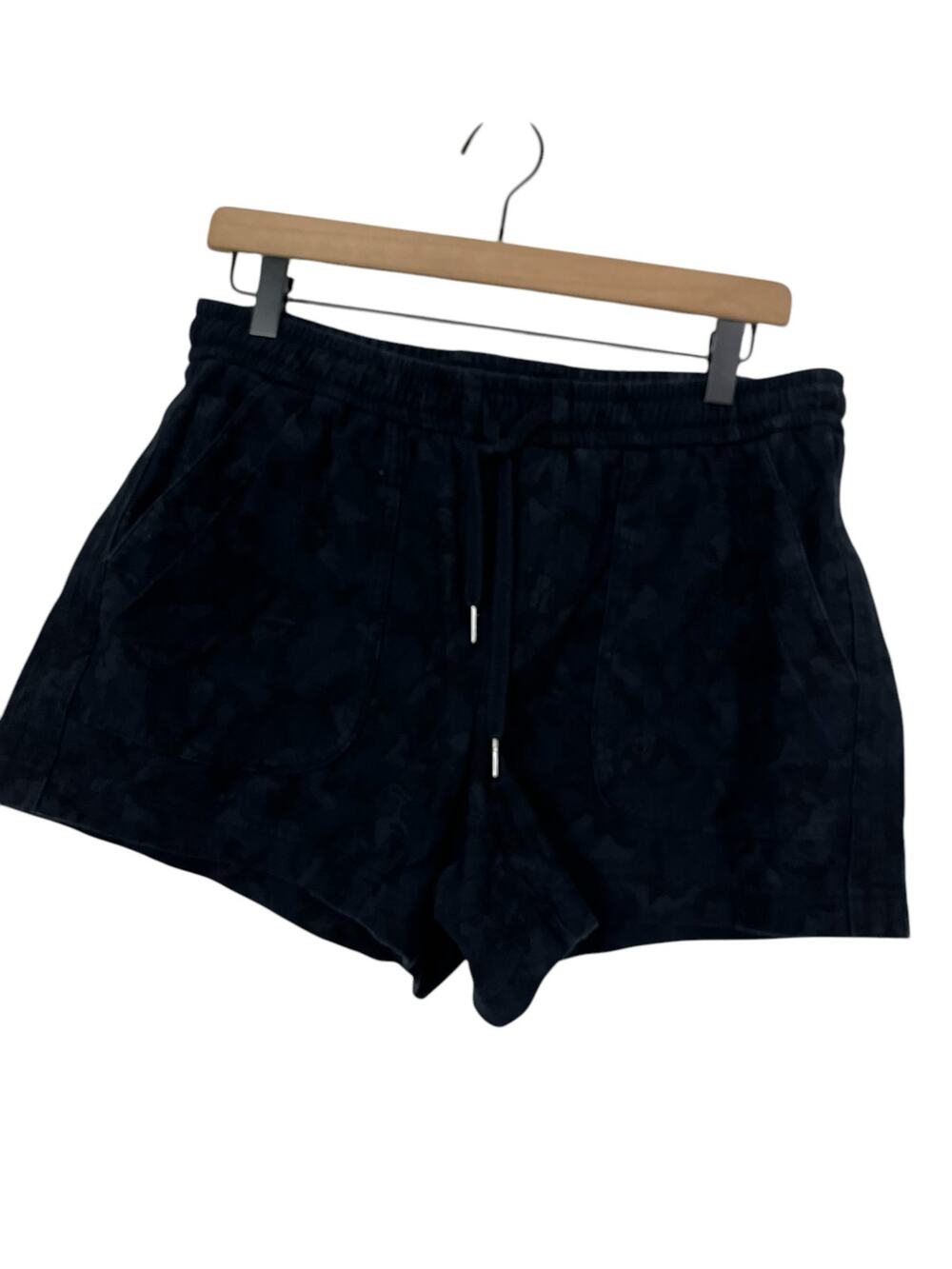 Athleta Womens Camo Farrallon Blue Black Athletic Casual Knit Short Size 10